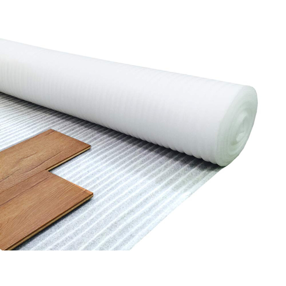 Royale - 2Mm Foam Underlay For Any Laminate/Real Wood Floor - 1M X 15M (15M2 Roll Size) - Acoustic Flooring Underlay White