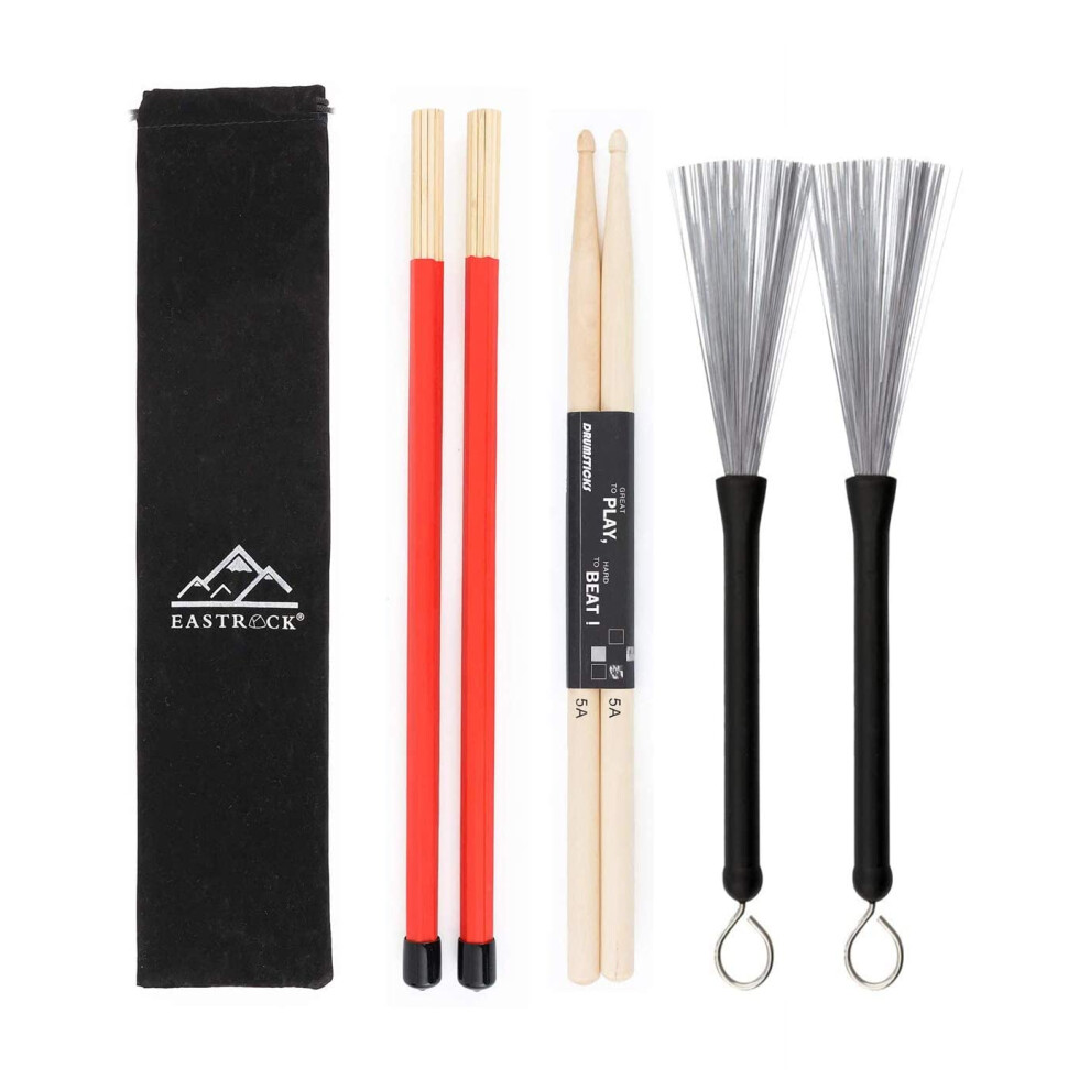 Eastrock Drum Sticks Set Included 5A Maple Wood Drum Sticks, Drum Wire