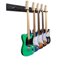 STRICH Guitar Wall Mount Hangers for Multiple Guitars, 48.5" W Holds 5 Guitars, Strong Aluminum Metal Guitar Stand Rack Bass Holder, Adjustable Instru