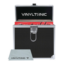 Vinyl Tonic 7" Vinyl Record Storage Case with Universal Cleaning Cloth (Black)
