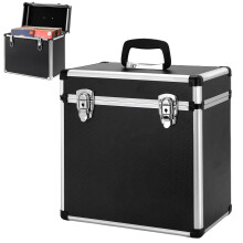 CROWNSHOP 12 Inch LP Storage Case Lockable Aluminium Record Box Holds 50