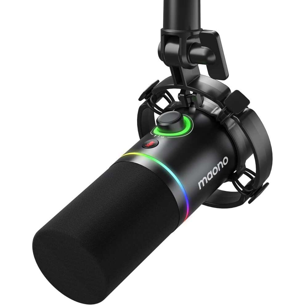 Maono Xlr/Usb Dynamic Microphone, Rgb Podcast Mic With Software For St