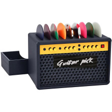 Leseogye Guitar Pick Holder with Back Drawer, 5 Slots Guitar Pick Case, Durable Storage Box, Guitar Gifts for Guitars Players Lovers
