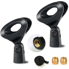 Tentucro Universal Microphone Clip Mic Holder with 5/8" Male to 3/8" Female Thread Metal Screw Adapters and Fastening Cable Straps for Microphone Sta