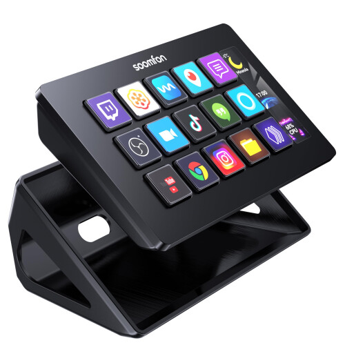 SOOMFON Stream Control Deck Studio Stream Controller with 15 Macro Keys & Dashboard, Customized LCD Buttons to Trigger Actions in OBS, Twitch, YouTub