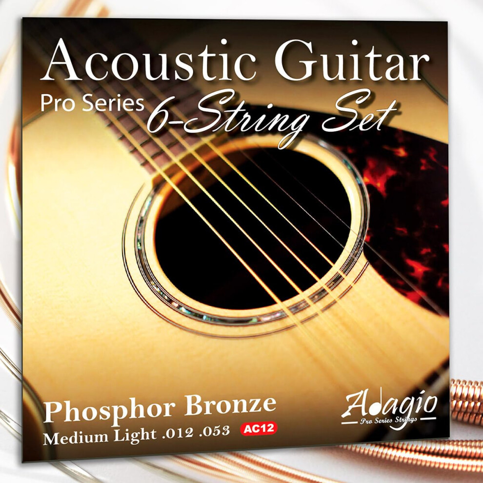 Adagio Professional Acoustic Guitar Strings Full Set/Pack - Light Gaug