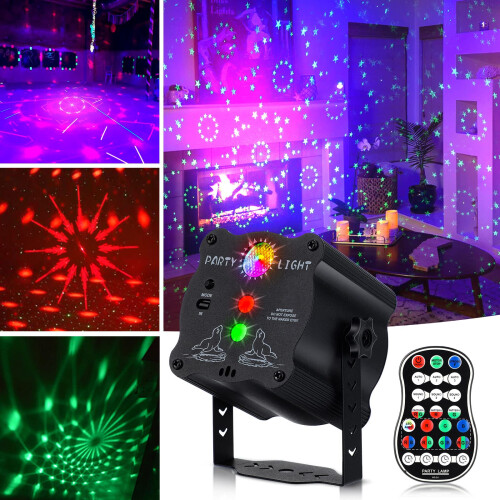 Cordless Mini Disco Lights Strobe Light, 2000mAh Rechargeable Sound Activated Party Lights with Remote Control & Timer, 90 Patterns Light Effect RGB