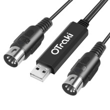 OTraki Midi to USB Cable, 5 PIN Midi Cable 3m/10Ft Out to USB with LED Indicator for Music Keyboard Piano to PC Laptop USB MIDI Interface Converter f