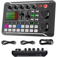 ALLWIN Live Sound Card and Audio Interface with DJ Mixer Effects and Voice Changer, F998 Bluetooth Stereo Audio Mixer, for Live Youtube Streaming, PC