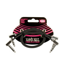 Ernie Ball 12" Flat Ribbon Stereo Patch Cable 2-Pack - Black