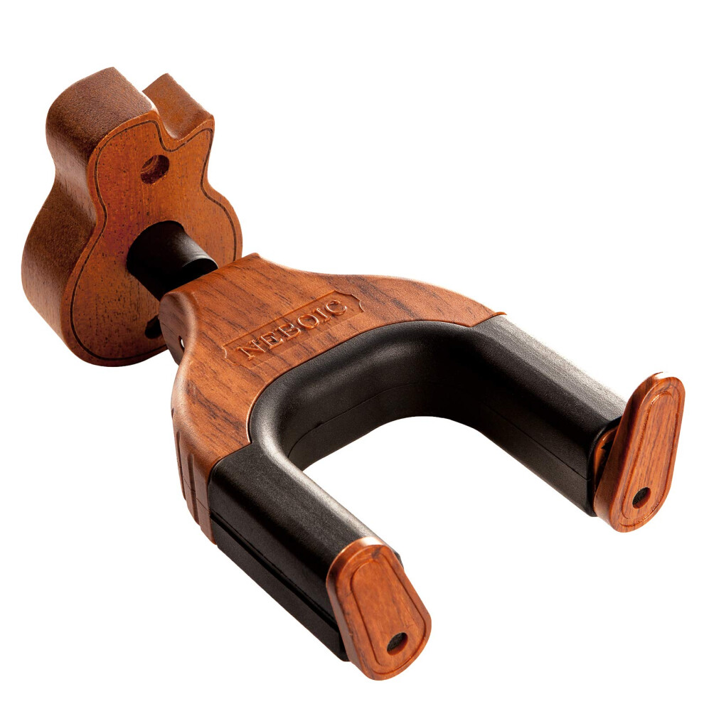 Neboic Guitar Wall Mount, Auto Lock Guitar Wall Hanger, Hard Wood Base