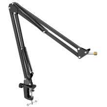 Microphone Arm Stand, FIFINE Suspension Boom Scissor Mic Stand with Heavy Duty Clamp, 3/8" to 5/8" Adapter, for Voice-over, Gaming, Recording, Studio