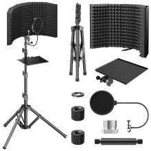 TONOR Isolation Shield Pack for Mic, High Density Absorbent Foam Shield with Pop Filter & Tripod Stand, Foldable Design, Suitable for Blue Yeti, AT20