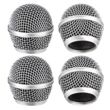Facmogu 4PCS Microphone Head Replace Fits for SM58 SM58S BETA58, Grille Mic Replacement Ball Head, Microphone Grille Ball with Inner Foam, Steel Mesh