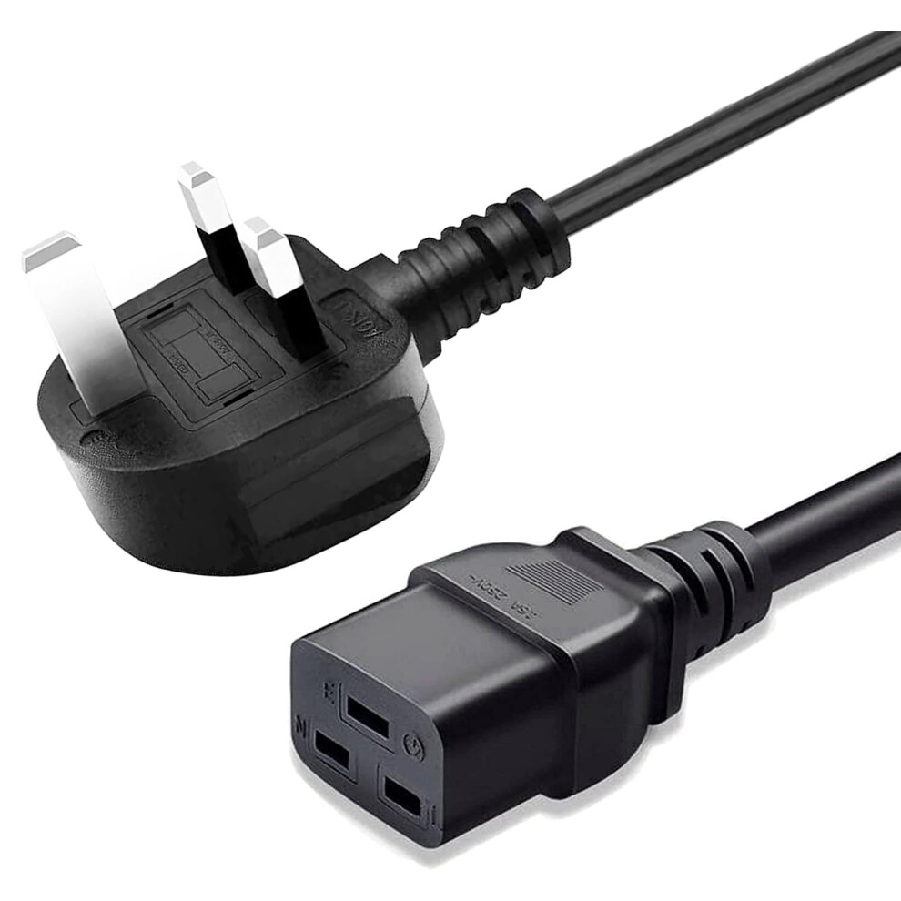 Photos - Cable (video, audio, USB) 3 Meters C19 Power Cable UK Mains Plug to IEC 320 14AWG Extension Cord Leads IEC CI9 Power