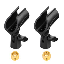 2 Pack Adjustable Microphone Clip Holder for Mic Stand, Mic Clip Holder for Wired Wireless Mic, Universal Microphone Holder Clamp with 5/8" to 3/8" M