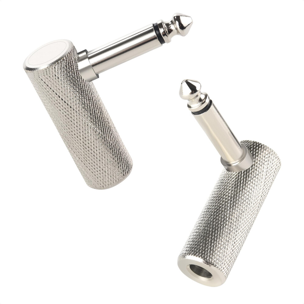 Cable Matters 2-Pack 1/4 Jack Right Angle Adapter - 6.35Mm Ts Male To Female Right Angle Guitar Adapter For Electric Guitars, Bass Amp, Mixers & Equa