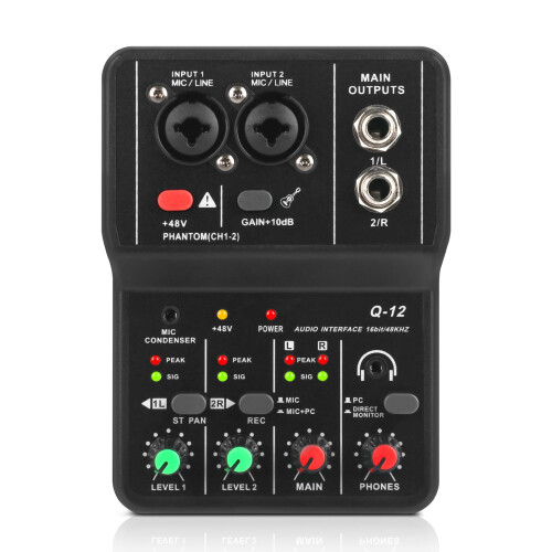 XTUGA Audio Interface, Computer Audio Interfaces for Recording Music XLR with 3.55m Microphone Jack, USB Audio Interface for PC, Studio, Ultra-low La