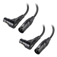Cable Matters 2-Pack Right Angle XLR Cable 30cm / 0.3m, Male to Female XLR Microphone Cable, Oxygen-Free Copper (OFC), Mic Cord, Black