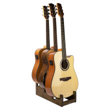 STRICH Wooden Guitar Stand for Multiple Guitars, 3-Holder, Front Display Space-Saving Floor Guitar Rack for Home, Studio, Stage, Walnut Color, L-3AW