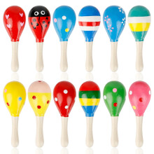 12 PCS Wooden Baby Maracas, Multicolor Musical Egg Maracas