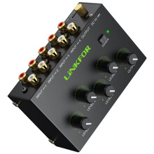 LiNKFOR 4-Channel Powered RCA Mixer with Gold-Plated Ports, Stereo Audio Mixer, Stereo Mixer, Professional Audio Mixer, Compact Mini Audio Mixer, Hi-