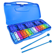 25 Note Chromatic Glockenspiel Xylophone in Red Case, Xylophone with Black/White Keys & Two Plastic Beaters for Kids Adults, Musical Drum Percussion