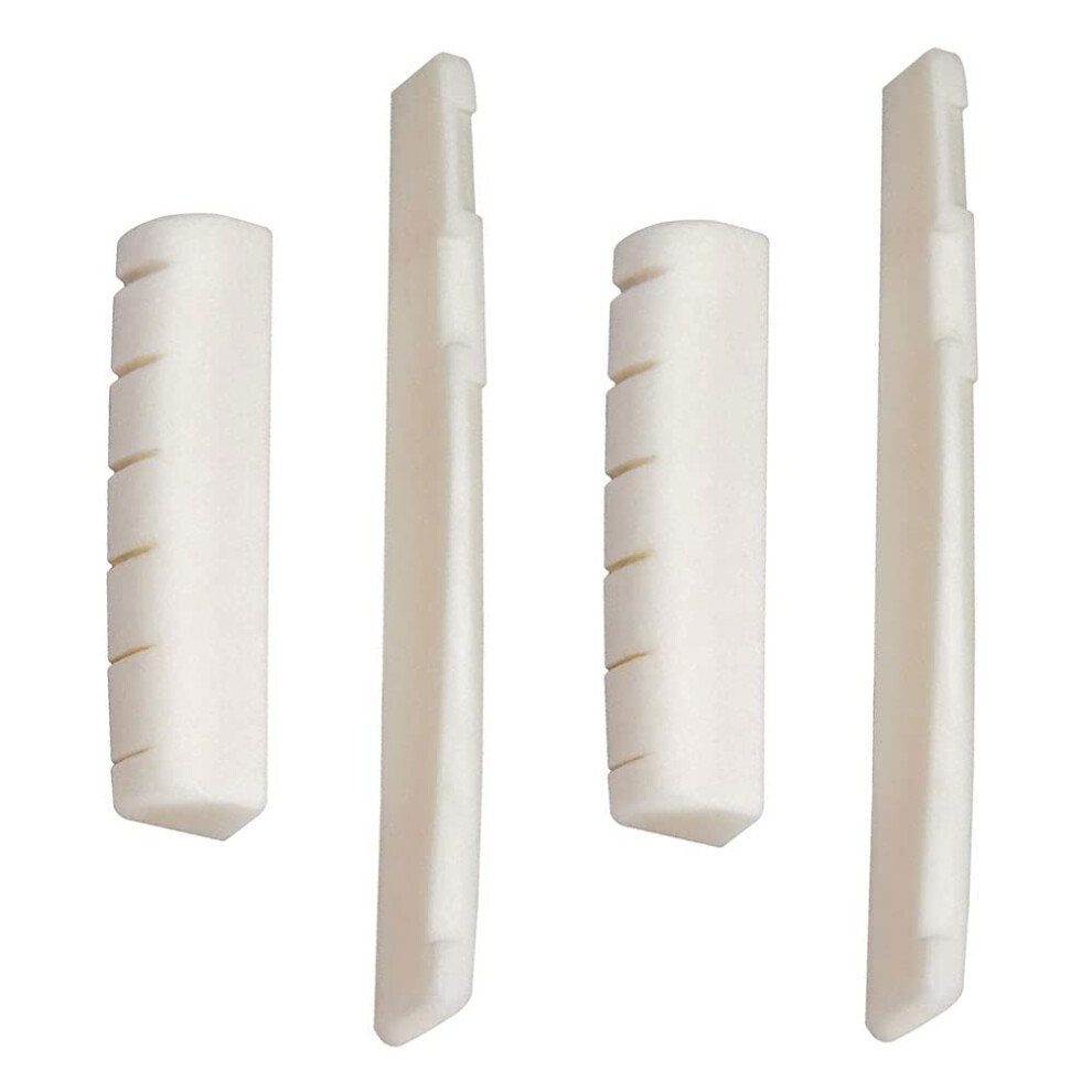 Iybqiu 4 Pieces Acoustic Guitar Bridge Saddle Nut Replacement White Gu