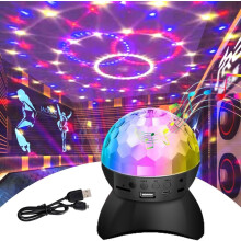 Bluetooth Party Speaker with Rotating Crystal Ball - Colorful Disco Lights & Powerful Sound - Rechargeable Portable for DJ Nights, Camping & Gifts
