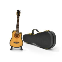 Musiin Miniature Guitar with Stand and Case, 13cm Mini 6 Strings Acoustic Cutaway, Home Music Studio Desk Shelf Decoration, Gift for Guitar Lovers(Cu