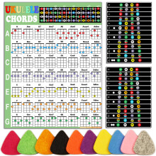 Ukulele Chord Chart With Fretboard Stickers and 10 Color Picks