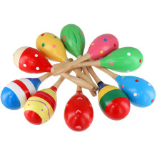 MOUYAT 10 Pcs Wooden Maracas, Full Size Painted Percussion Shakers Musical Instrument Maracas for Homes, Parties, Concerts, and Performances (19.5 x