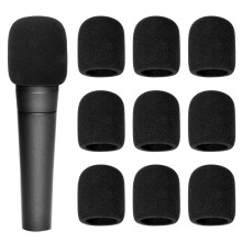 10 Pcs Microphone Cover Foam High Density Thickened Mic Covers for Microphone Windscreens Black Mic Foam Cover Disposable for Most Standard Handheld