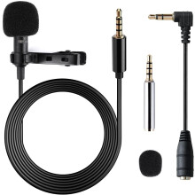 Lavalier Microphone, Professional Grade Omnidirectional Lapel Mic with Easy Clip on System, Perfect for Recording Interview/Video Conference/Podcast/