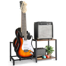 Guitar Stand Floor, 3-Holder Electric Bass Guitar with Guitar Amp Stand, Adjustable Guitar Holder, Guitar Rack for Multiple Guitars and Guitar Access