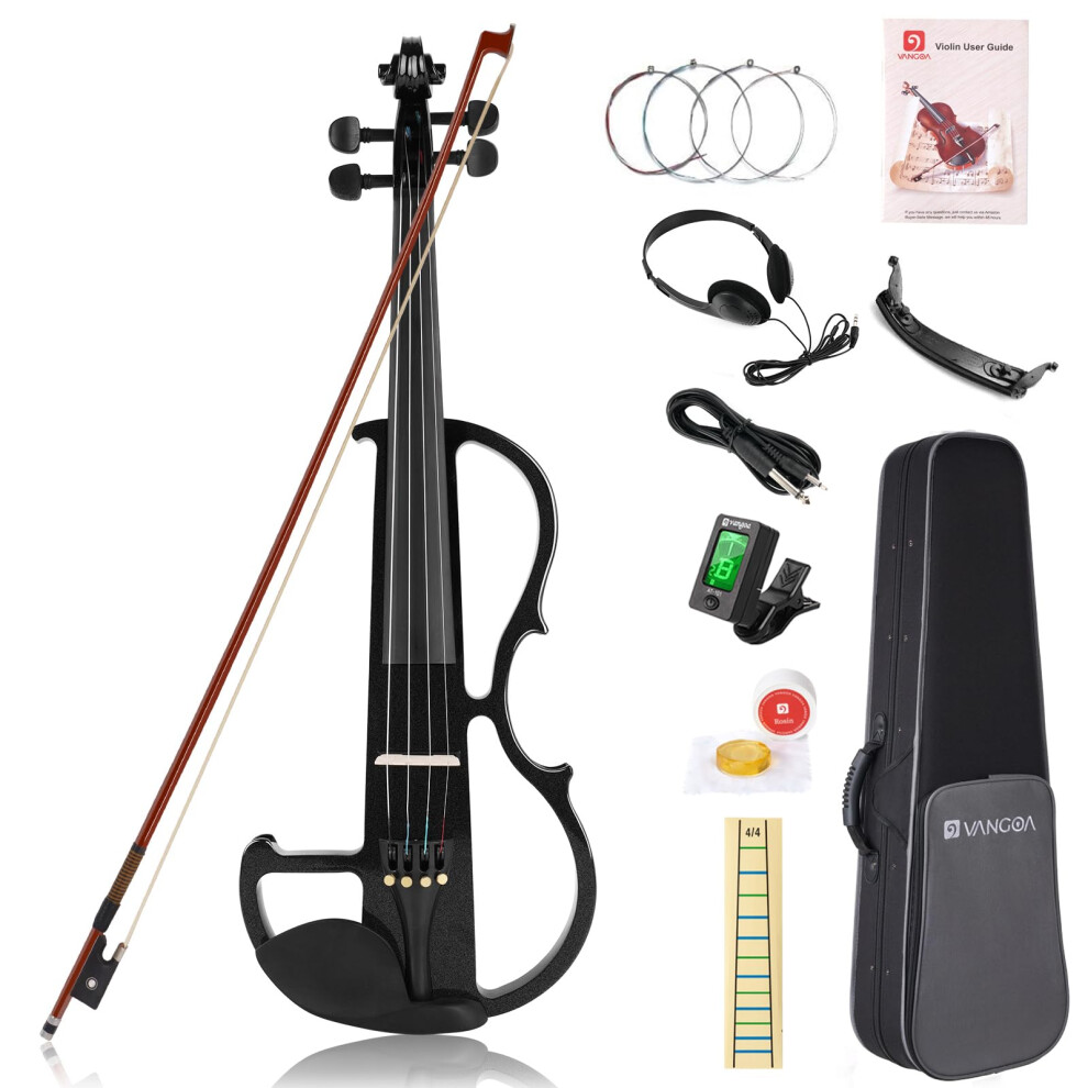 Vangoa Electric Silent Violin 4/4 Full Size Violin Adult With Chin Res