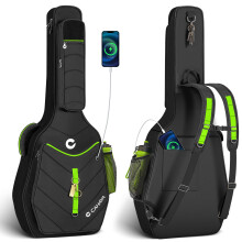 CAHAYA Acoustic Guitar Gig Bag - Fashionable Soft Bag with DIY Adhesive Patches Side Pocket for Water Cup 12mm Padding Water Resistant and Adjustable