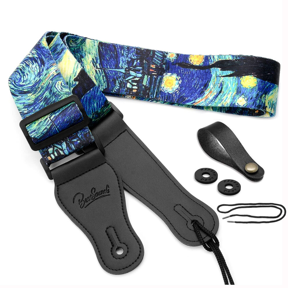 Bestsounds Van Gogh Guitar Strap Starry Night Includes Strap Button &
