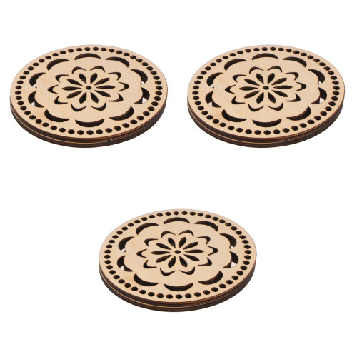 6Pièces Accessoires Sac Faits Main Rond Bois Kaki Durable Élégant 2