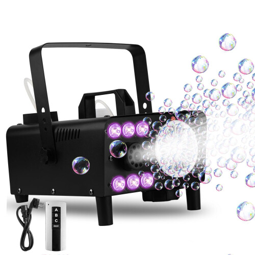 3-in-1 Smoke Bubble Machine with LED Lights & Wireless Remote–Fog Make
