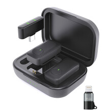 Jubolion Wireless Lavalier Microphone for iPhone/Android Phone/Laptop/PC, Mini Lapel Mic with 50H Battery Life Charging Case, 100FT Range and Noise R