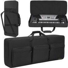 OUUTMEE 61 Key Keyboard Gig Bag with Adjustable Straps and 6-Pocket for Keyboard Accessories, Portable Electric Piano Padded Keyboard Case with 10mm