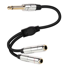 XMSJSIY 6.35mm TS Male to Dual 1/4" Female Guitar Audio Y Splitter Cable