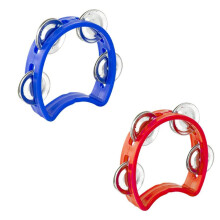 Half Moon Tambourine, 2 PCS Tambourine Hand Bells Plastic Tambourine for Kids Mini Children Tambourines Hand Percussion Shaker Musical Instruments fo