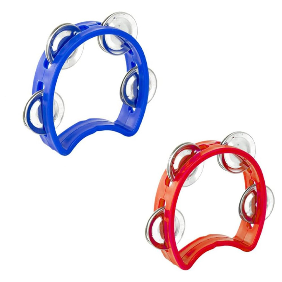 Maonativey Half Moon Tambourine, 2 Pcs Tambourine Hand Bells Plastic Tambourine F