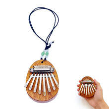 8 Key Mini Kalimba Exquisite Finger Thumb Piano, Wooden Finger Instrument with Lanyard, Portable Mini Kalimba for Child and Piano Beginner, Pendant G