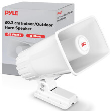 Pyle Indoor Outdoor PA Horn Speaker, 20cm Portable PA with 8 Ohm Impedance, 65W Peak Power, Mounting Bracket, Hardware Included, White – Loudspeaker