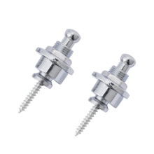 Musiclily Metal Round Head Guitar Strap Locks Strap Buttons Security Straplocks for Electric Acoustic Guitar and Bass Guitar,Chrome (Set of 2)