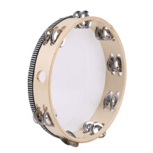 Tosnail 10 Inches Tambourine, Hand Held Tambourine with Metal Double Rows 16 Pairs Jingles for adults, Drum Bell Percussion Drum