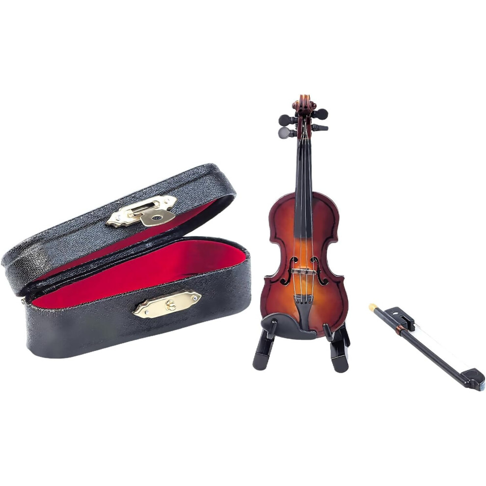 Flylin 8Cm Miniature Violin Model, Wooden Tiny Violin Mini Musical Instrument